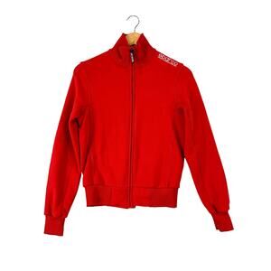 Sparco Womens Full Zip Up Sweatshirt Jacket Size XS Racing European Logo Red